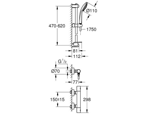 GROHE Grohtherm 1000 Cosmopolitan 34286002 душевой набор с термостатом