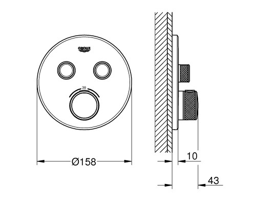GROHE SmartControl 29119000 смеситель термостатический для скрытого монтажа на 2 выхода