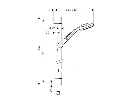 HANSGROHE Croma 100 27775000 душевая стойка (стойка+лейка+шланг)
