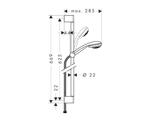 HANSGROHE Crometta 85 27763000 душевая стойка (стойка+лейка+шланг)