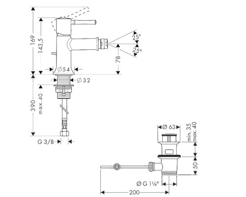 HANSGROHE Talis Classic Сместитель для биде, однорычажный