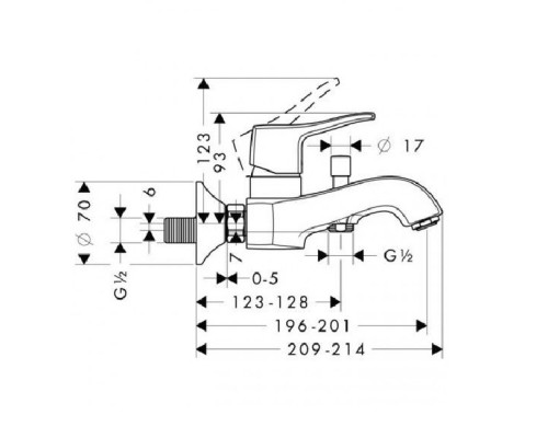HANSGROHE Metris Classic Смеситель для ванны, однорычажный, (шлиф.никель)