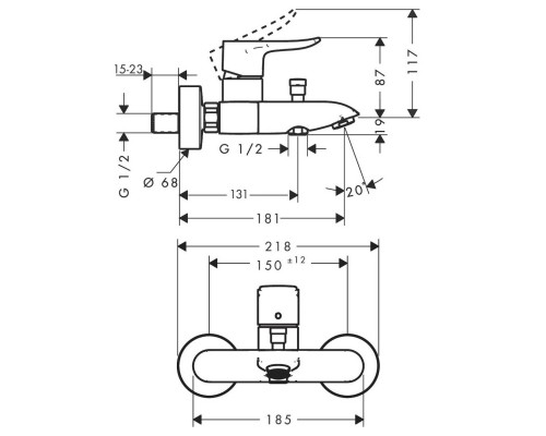 Hansgrohe 31480000 Metris Смеситель для ванны