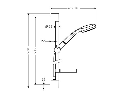 Hansgrohe 27724000 Croma 100 1jet Душевой набор