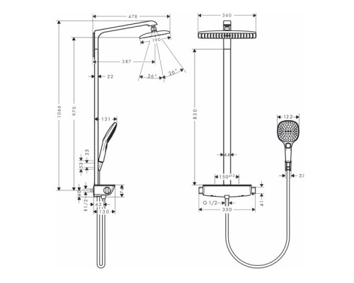 HANSGROHE Raindance Select E 360 27112400 душевая система с термостатом