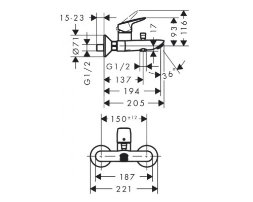 HANSGROHE Logis 71400000 смеситель для ванны