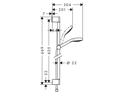 HANSGROHE Croma Select S 26562400 душевая стойка 0,65м (стойка+лейка+шланг)