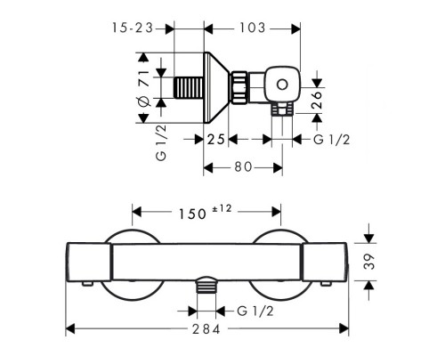 HANSGROHE Ecostat Universal 13122000 смеситель термостатический для душа, внешний монтаж, хром