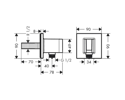 HANSGROHE Fixfit Porter Square 26486000 шланговое подсоединение с держателем для лейки