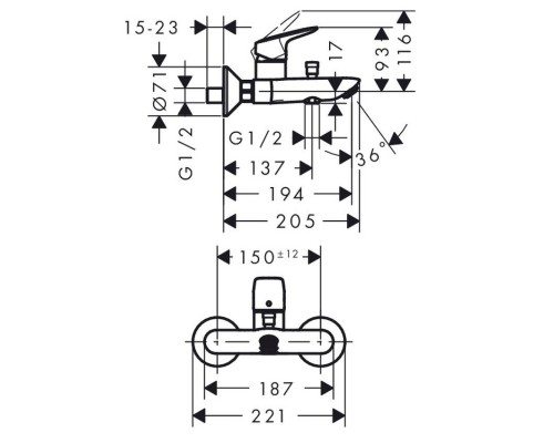 Hansgrohe 71740000 Talis E смеситель для ванны