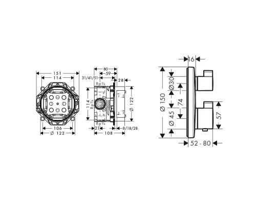 HANSGROHE Croma Select S 27295000 душевая система скрытого монтажа с термостатом