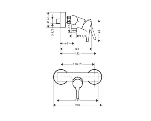 Hansgrohe 72600000 Talis S смеситель для душа,ВМ, хром
