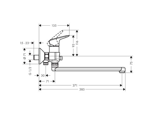 HANSGROHE Logis 71402000 cмеситель для ванны с длинным изливом