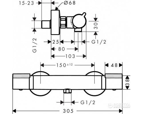 HANSGROHE Versostat 15368000 смеситель термостатический для душа