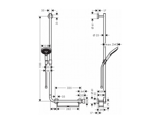 Hansgrohe 26326400 RD Sel.S 120/U'Comfort 110душ-й набор