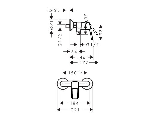 HANSGROHE Logis Loop Смеситель для душа однорычажный, хром