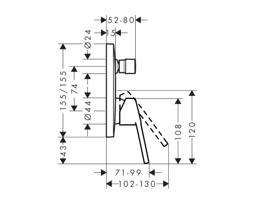 HANSGROHE Logis Loop Смеситель для ванны однорычажный, скрытый монтаж, хром
