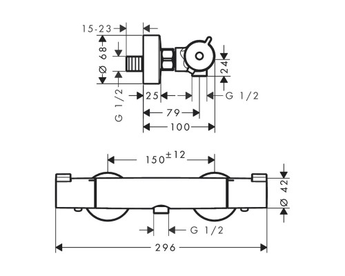 HANSGROHE Ecostat 13211000 смеситель термостатический для душа, внешний монтаж, хром