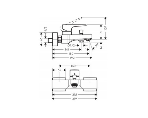 Hansgrohe 74540000 Metropol смеситель д/ванны однорыч.