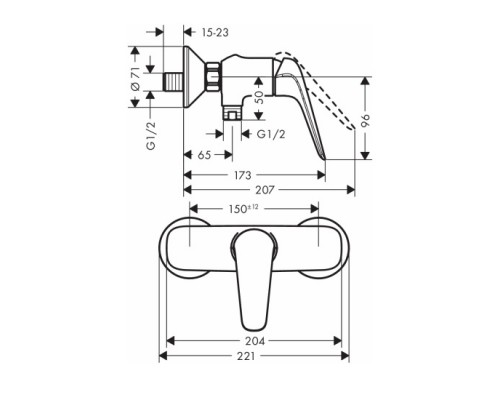 Hansgrohe 71060000 Novus Смеситель для душа, ВМ
