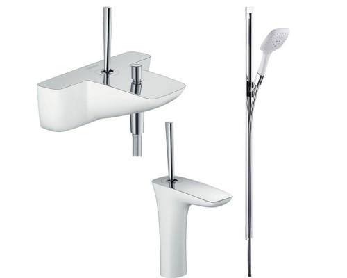 HANSGROHE PuraVida Смеситель для ванны, однорычажный+душевой набор+смеситель для умывальника