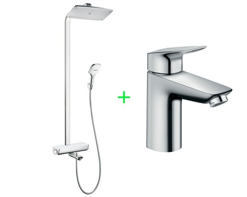 HANSGROHE Raindance Select S 360 Showerpipe Душевая система с термостатом, с белой полочкой + Logis