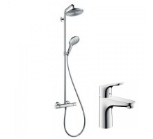 HANSGROHE Raindance Select S 240 Showerpipe Душевая система с термостатом + Focus 100 Смеситель для