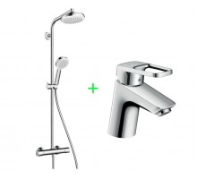 HANSGROHE Crometta 160 Showerpipe Душевая система с термостатом + Logis Loop 70 Смеситель для ракови