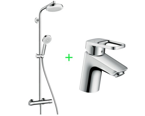 HANSGROHE Crometta 160 Showerpipe Душевая система с термостатом + Logis Loop 70 Смеситель для ракови