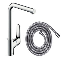 HANSGROHE Focus 280 Смеситель для кухни, однорычажный, с поворотным изливом + Metaflex``C Шланг душе