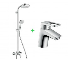 HANSGROHE Crometta 160 Showerpipe Душевая система 1,60м + Logis Loop 70 Смеситель для раковины, одно