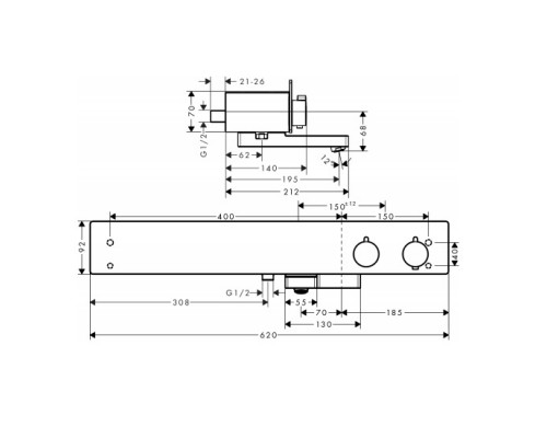 Hansgrohe 13109000 Термостат ShowerTablet 600, ВМ,хром