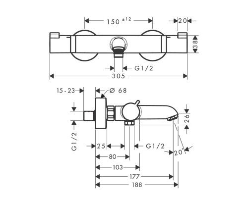 Hansgrohe 13114000 Ecostat Comfort Термостат для ванны