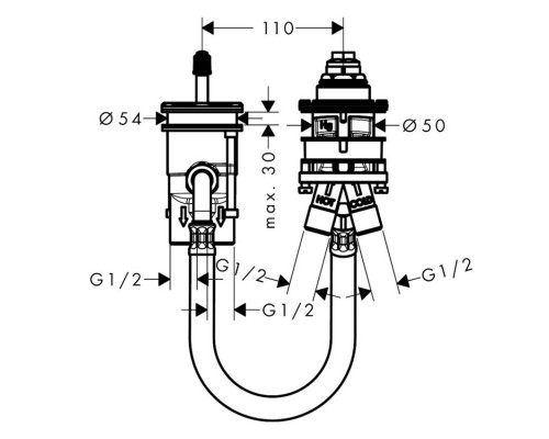 Hansgrohe 13159180 Metrop.скрыт.ч. д/смес.д/ван.на 2 от.