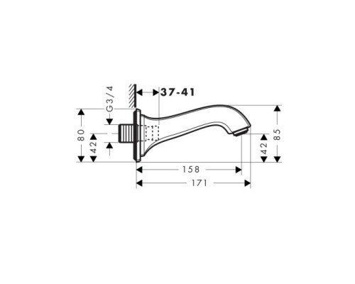 Hansgrohe 13425000 Metropol излив на ванну,хром