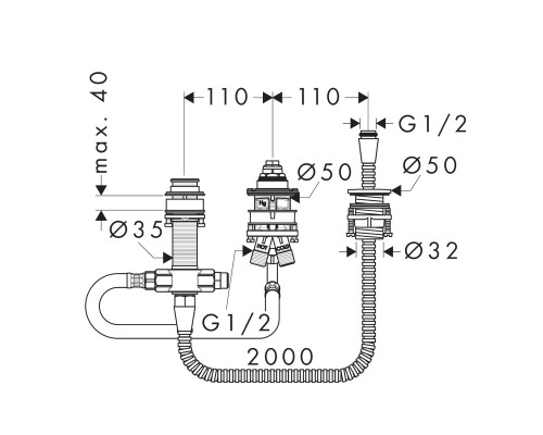 Hansgrohe 13439180 Скрытая часть смесителя на 3 отверст