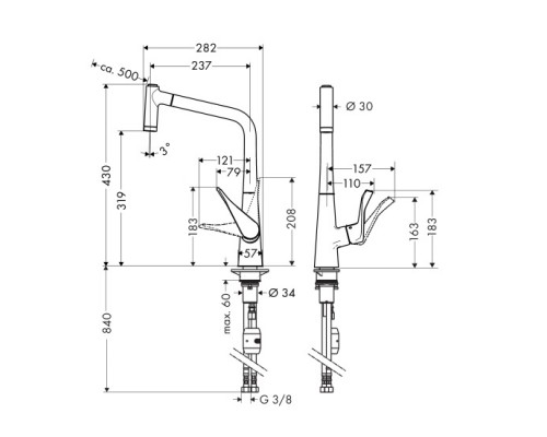 Hansgrohe 14820800 Metris Смеситель 320 для кухни