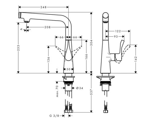 Hansgrohe 14857000 Metris Sel.240 кух.смесит.с выдв.изл.