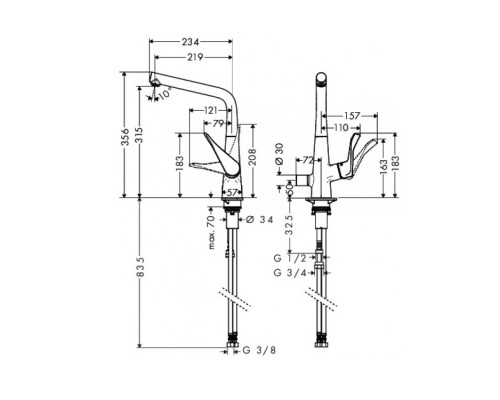 Hansgrohe 14888000 Metris Смеситель для кухни одноры.320
