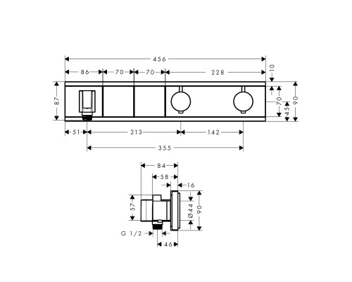 Hansgrohe 15355600 RainSelect с 2 кнопками, СМ,черн./хр.