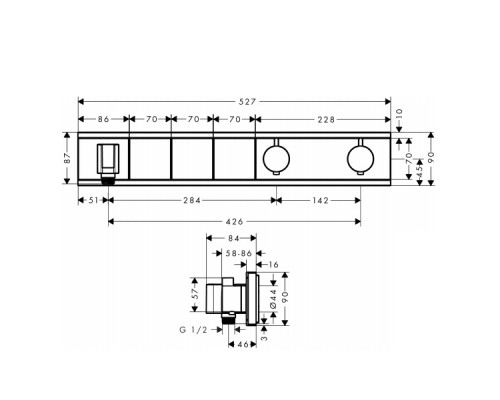 Hansgrohe 15356600 RainSelect с 3 кнопками, СМ,черн./хр.