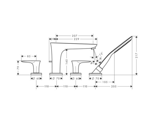 Hansgrohe 15446000 PuraVida Смеситель на край ванны