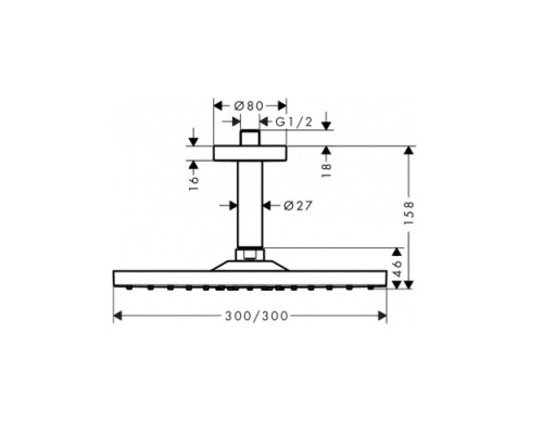 Hansgrohe 26251000 Верх.душ Raindan.E 300,с потол.подс-м