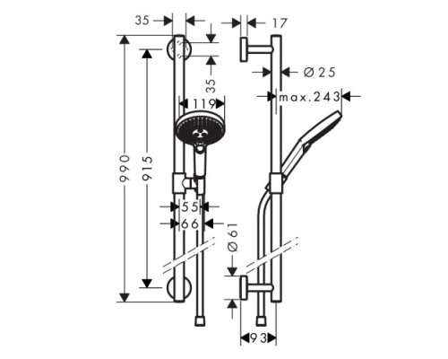 Hansgrohe 26322400 RD Sel.S 120/U'Comfort 90 душ-й набор