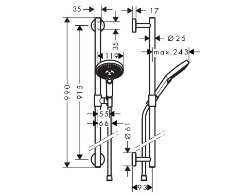 Hansgrohe 26323000 RD Sel.S 120 EcoS./U'Comf.душ-й набор
