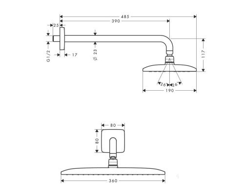 Hansgrohe 26605000 Raindance E 360 SH EcoSmart wall chr.