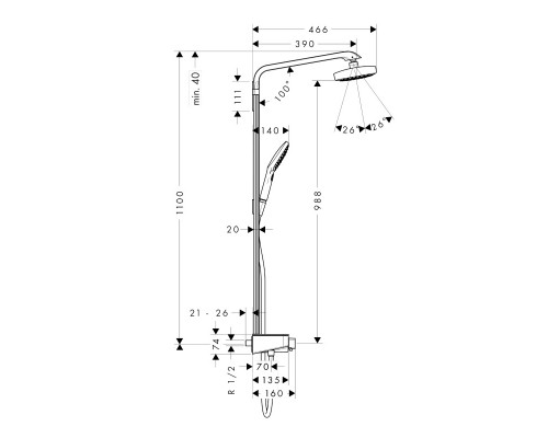 Hansgrohe 27126400 RD Select E 300 Showerpipe душ.сист.