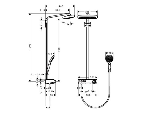 Hansgrohe 27127400 RD Select E 300 Showerpipe душ.сист.