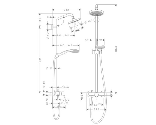 Hansgrohe 27154000 Croma 100 Showerpipe душ.сист.