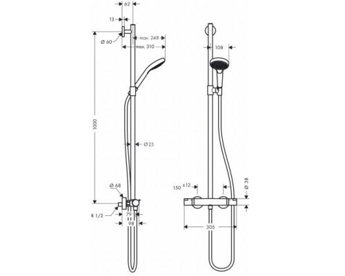 Hansgrohe 27247400 Душ Croma Select S Multi SemiPipe